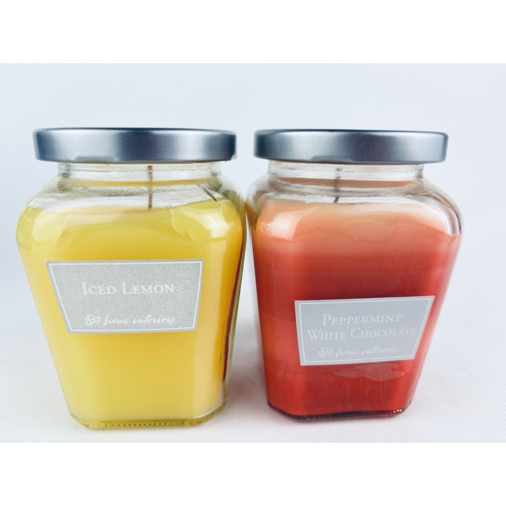 Vintage Lot Of 2 Home Interiors Candles- Iced Lemon & Peppermint White Chocolate